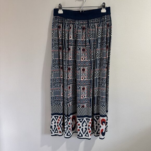 Vintage 90s Y2K Anthony Richards Midi Skirt 12 Red White Blue Tribal Native - Picture 1 of 7